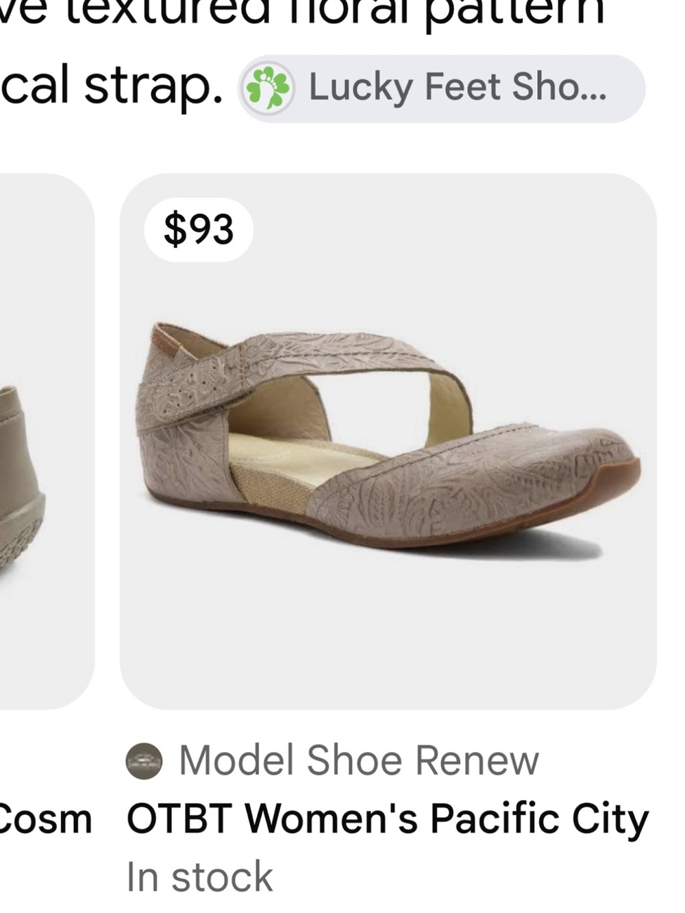 OTBT Women's Pacific City Taupe Floral-Embossed Mary Jane Flat